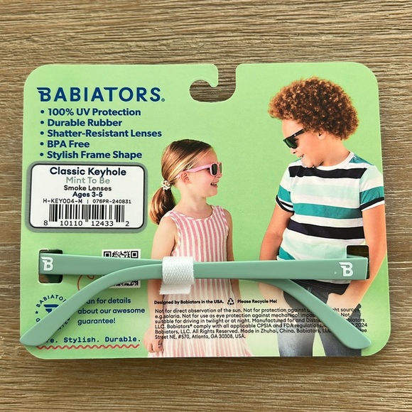 Babiators Mint Green Classic Keyhole Round Shape Sunglasses Ages 0-2 3-5 years - Picture 2 of 4